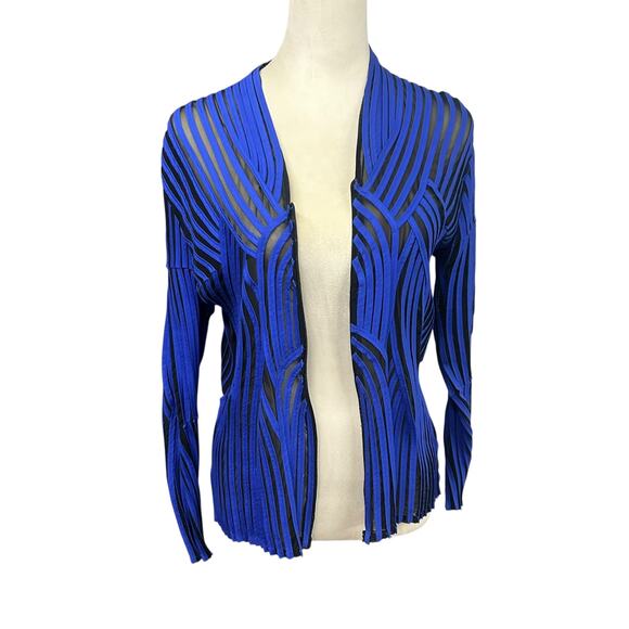 Statement‎ Glam Sheer Jacket Peck & Peck Collection Blue Black Size 10 - Picture 2 of 7